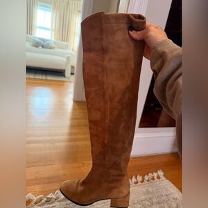 Tan Over the Knee Suede Boots - tan